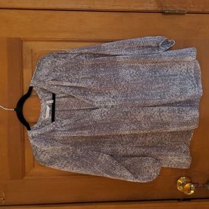 Zoa New York Mottled Gray 3/4 Sleeve Sheer Blouse Size S